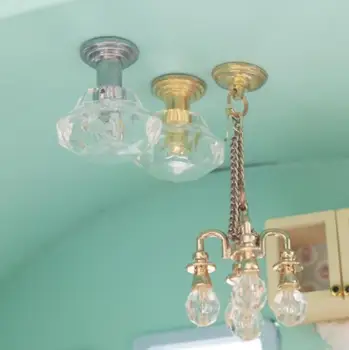 1:12 Babaház csillár Fali lámpa miniatűr fali lámpa világítás baba Bedoom dekoráció mennyezeti lámpa gyerek játék