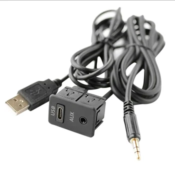 1,5 M autós műszerfal süllyesztett USB-TAPYC port panel 3,5 mm-es AUX USB hosszabbító kábel adapter