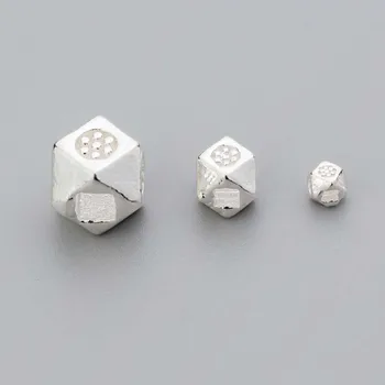 1 darabos 925 sterling ezüst geometria fazettás távtartó laza gyöngyök 2,5 mm 4 mm 6 mm kis charmok karkötők gyöngyök DIY ékszerkészítés