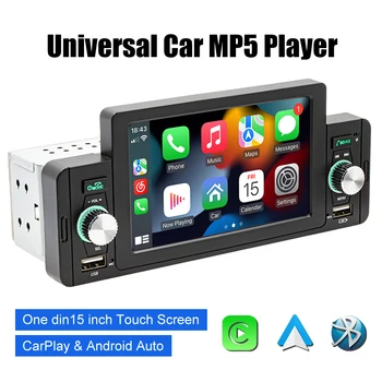 1 Din autórádió 5 hüvelykes HD CarPlay Autoradio multimédia lejátszó érintőképernyő Bluetooth MirrorLink FM vevő Automatikus tartozékok