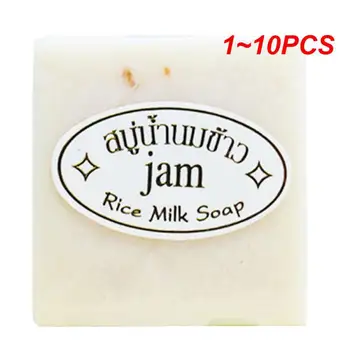 1 ~ 10DB kézzel készített rizsszappan Thai jázmin rizs kollagén vitamin bőrkontroll fehérítés fürdőeszközök fehérítő olaj hidratáló