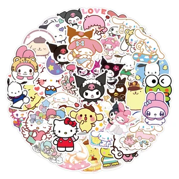 10/30/50/100db Aranyos anime Sanrio matricák gyerekeknek Graffiti Írószer tervező Gitár Hello Kitty Kuromi My Melody rajzfilm matrica