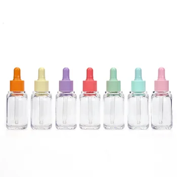 10db / tétel 1oz 30ml átlátszó PET cseppentő palack színes cseppentő eredeti folyékony esszencia minta alpalackozás