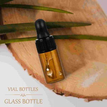 12PC Mini üveg injekciós üveg Sötétbarna cseppentő üres palack illóolajokhoz Kémia és parfümök (1ML 2ML 3ML 5ML )
