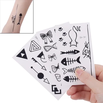 12PCS/Set Finger Wrist Clavicle fekete-fehér tetováló matricák Tartós vízálló és izzadságálló Harajuku tetováló matrica