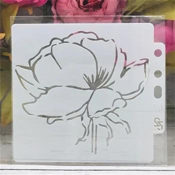 14*13cm Fehér virág DIY rétegező sablonok Falfestés Scrapbook Színezés Dombornyomás album Dekoratív kártya sablon