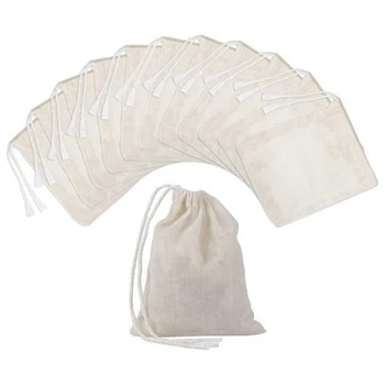 150 darab húzózsinóros pamut táskák muszlin táskák, teafőző zsákok (4 x 3 hüvelyk)