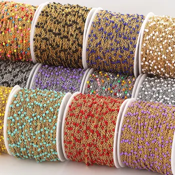 1M színes zománclánc rozsdamentes acél arany színű gyöngyök kábellánc lánc nyaklánc karkötő DIY ékszerkészítés kellékek megállapítások