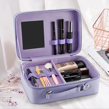 2022 Új kozmetikai táska hordozható utazási kozmetikai tok tükör tárolótáskával Nagy kapacitású sminktáskák nőknek