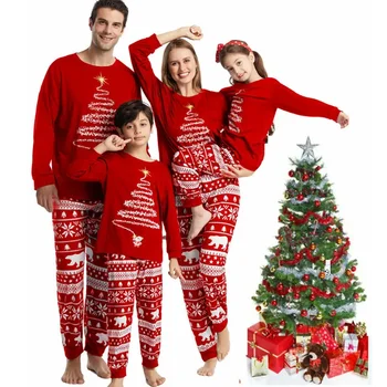 2023 Családi hozzáillő ruhák Piros karácsonyi pizsama szettek Apa anya lánya és fia Pizsama Aldult Gyerekek karácsonyi családi ruházat