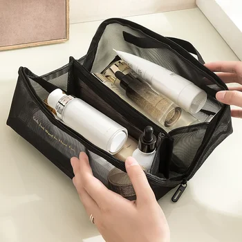 2023 Új hálós átlátszó kozmetikai táska Nagy kapacitású párna alakú sminkkészletek Utazási piperecikkek Tárolás Kézitáska Női ajándékok