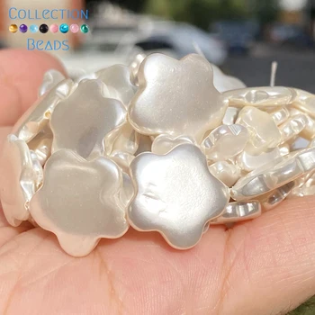 25-45db Természetes galvanizáló fehér kagyló gyöngyök virág alakú laza távtartó gyöngyök ékszerkészítéshez DIY karkötő 8 10 17mm