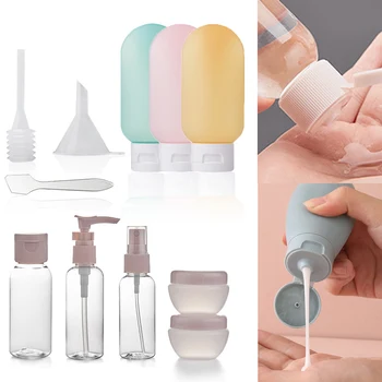 3/8/11Pcs Travel Shampoo palack készlet Újratölthető spray lotion tusfürdő palackozás kozmetikai üres folyadéktartály hordozható eszköz