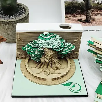 3D Jegyzettömb Papír Szobor Kastély Öntapadó jegyzetek Naptár Öntapadó jegyzetek Gyermekek küldése Kreatív ajándékok Asztali díszek