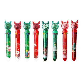 4db karácsonyi golyóstoll flitterek tervezett többszínű toll 10 színes-1-ben visszahúzható golyóstoll a gyerekjátékhoz Jutalom