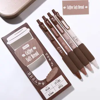 4db kávé puha kenyér gél toll készlet 0,5 mm-es golyósfekete színes tinta irodai iskolai kellékek írásához