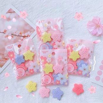 4db Romantikus Sakura radírok Aranyos korrekciós eszközök Kawaii gumi ceruza radírok gyerekeknek Irodai kellékek Koreai írószerek