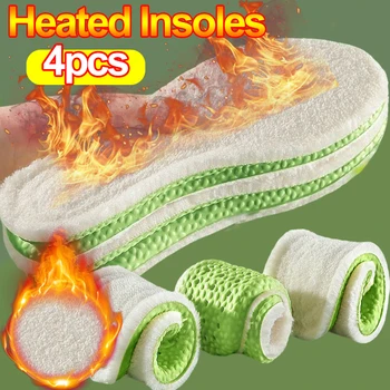 4db termosztatikus termikus talpbetét Női Férfi Téli meleg önmelegítő plüss cipőpárnák Puha vastagabb lábápolás Ívtartó betétek