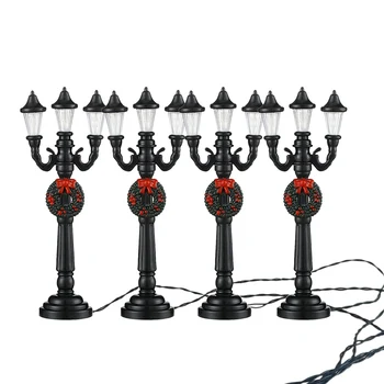 4Pc Mini karácsonyi lámpa posta vonat lámpa miniatűr utcai lámpa dekoratív utcai lámpa DIY babaházhoz Falusi ösvény