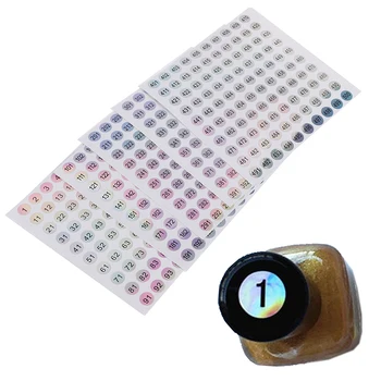 5Lapok Vízálló 1-500 lézeres számcímke matricák barkácsoláshoz Kézműves öntapadó körömlakk rúzs szín szám címkék matrica