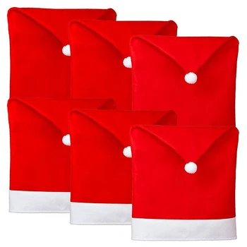 6 db karácsonyi székhuzat Mikulás kalap székhuzatok étkezőhöz Ünnepi karácsonyi díszek piros