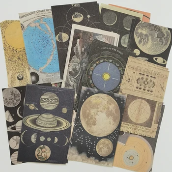 60 lap Vintage Galaxy Hold dekorációs anyag Papír scrapbooking Journal DIY napló kollázs Szemét háttér Kézműves papír