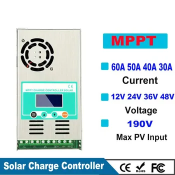 60A MPPT napelemes töltésvezérlő automatikus 12V 24V 36V 48V Max 190VDC PV panel napelemes LCD kijelző töltő vezérléséhez Otthoni eszközök
