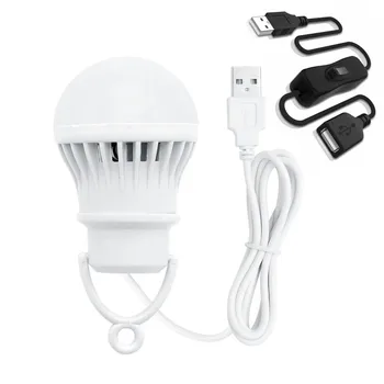 7W 5W 3W USB kapcsoló lámpa izzó 5V hordozható kempinglámpás lámpa LED USB teljesítmény olvasókönyv fény kültéri kemping sátor fény