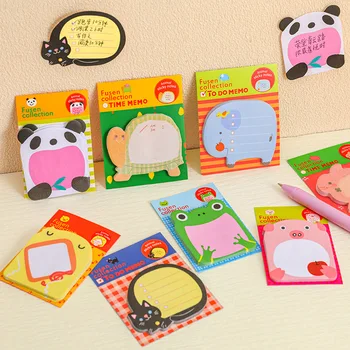 8Db/Set rajzfilm Aranyos állat Sticky Notes Kawaii Panda Cat Notepad Memo Pads Office Stationery Scrapbooking Könyvjelző