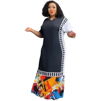 afrikai ruha nőknek Patchwork köntösök nyomtatása Afrika ruházat Nyár Új divat utcai ruházat Maxi ruha Abaya Vestidos