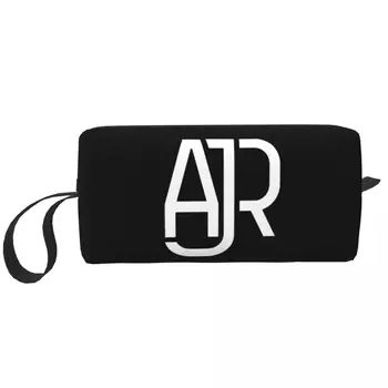 AJR logó Nagy sminktáska Szépségtasak Utazási kozmetikai táskák Rock Music hordozható piperetáska nőknek
