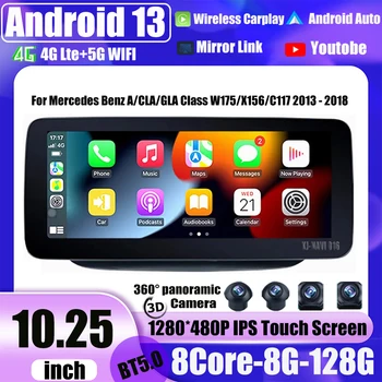 Android 13 Auto Mercedes Benz A/CLA/GLA W175/X156/C117 osztályhoz 2013 - 2018 Carplay 10,25