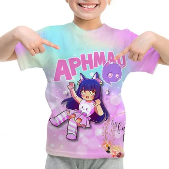 Aphmau Aranyos lányok póló gyerekek fiú ruhák nyári rövid ujjú lányok felsők gyermek ruházat tizenéves póló anime Aphmau póló