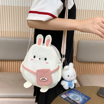 Aranyos rajzfilm nyúl válltáska koreai divatos gyermek hírnök táska baba alkalmi vászon váll gyermek táska