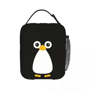 Aranyos vektoros pingvin szigetelt uzsonnás táskák Átvehető pikniktáskák Termikus hűtő uzsonnás doboz Uzsonnás táska női munkához Gyermekek iskolája
