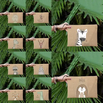 Aranyos állat róka elefánt nyomtatás Sminktároló táskák Hordozható utazási snack táska Ceruzatartó gyermek női kozmetikai tasaknak