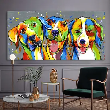 Arthyx,Kézzel festett kutyaállatok olajfestmények vászonra,Modern absztrakt bika pop art falkép nappaliba,lakberendezés