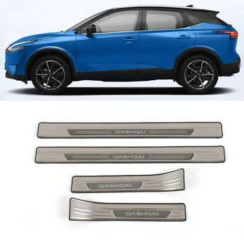 Autó stílus rozsdamentes acél ajtóküszöb kopásvédő lemez védőpárkányok védő burkolat a NISSAN QASHQAI 2023 2024 számára