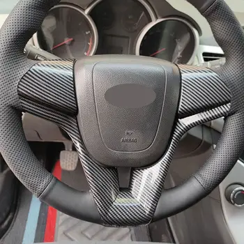 Autó szénszálas stílusú kormánykerék-borítás keret Chevrolet Cruze szedán ferdehátú 2009-2015 ABS króm matrica kiegészítők