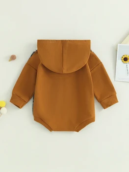 Baby Boy Girl Plaid ColorBlock kapucnis romper - imádnivaló hosszú ujjú pulóver stílusos őszi ruhákhoz