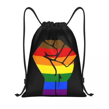 Black Lives Matter ököl LGBT Pride Plag húzózsinóros hátizsák Sport tornatáska nőknek Férfi leszbikus meleg edzőzsák