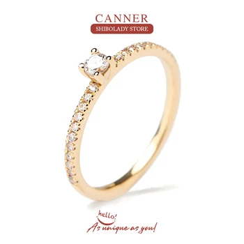 CANNER 1db 925 Sterling ezüst női gyűrű 18k arany minimalista prémium jegygyűrű ajándék finom ékszerek