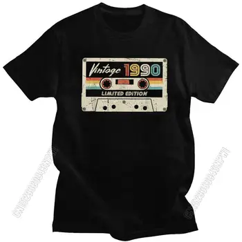 Classic Vintage Made in 1990 póló férfi 30. születésnapi ajándék retro kazettás póló pamut póló évfordulós felsők