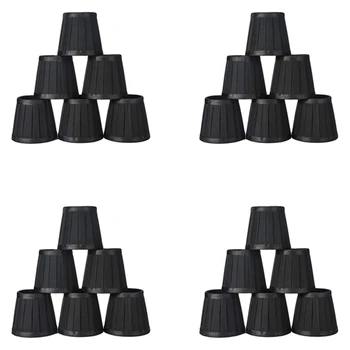 Clip On lámpabúra Gyertya csillár lámpaernyők mennyezeti függőlámpához Asztali lámpa állólámpa 24 db fekete