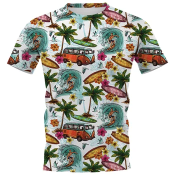 CLOOCL férfi póló Hawaii Beach Vacations 3D grafika Nyomtatott póló Nyári női utcai ruházat Harajuku rövid ujjú férfi póló felsők