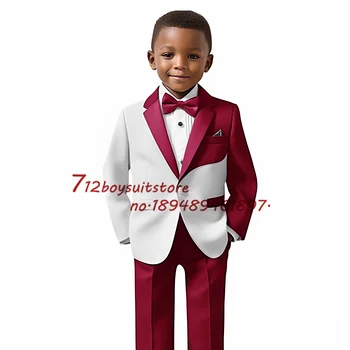 Color Block fiú öltöny 2 részes készlet Kids Wedding Tuxedo Jacket nadrág Formális party Gyermek blézer testreszabott ruhák 2-16 évig