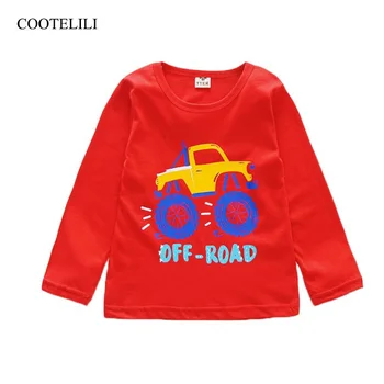 COOTELILI fiú póló őszi rajzfilm autó póló Gyermekruházat Kisgyerek hosszú ujjú pamut felsők póló Baby Girls Gyerek póló