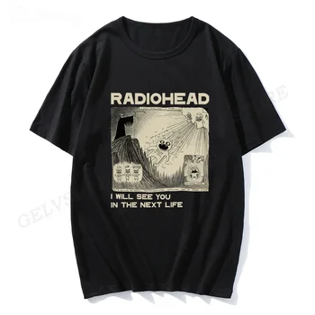 Cotton Tshirt Men divatos pólók Casual Hip Hop póló Radiohead póló női felsők Kids Hip Hop felsők Tee Rock Band Camiseta