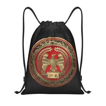 Custom Gold Roman Imperial Eagle húzózsinóros táska férfi női könnyű Rome SPQR sport edzőtermi tároló hátizsák