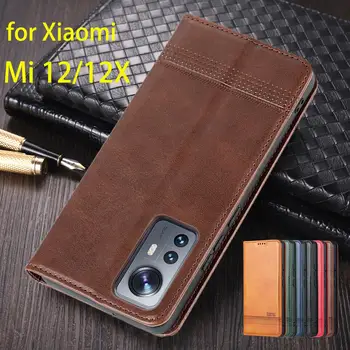 Deluxe mágneses adszorpciós bőrből készült tok Xiaomi 12-höz 12x 12s flip fedél védőtok Capa Fundas Coque Business
